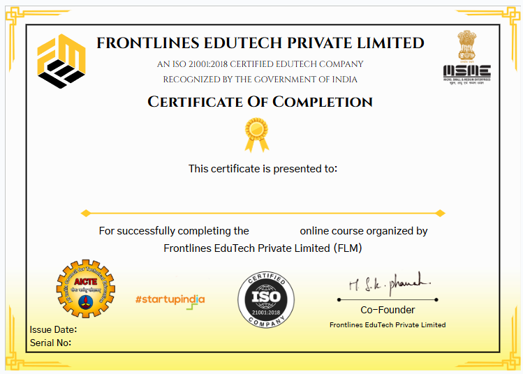 frontlines edutech FLM Course Certificate